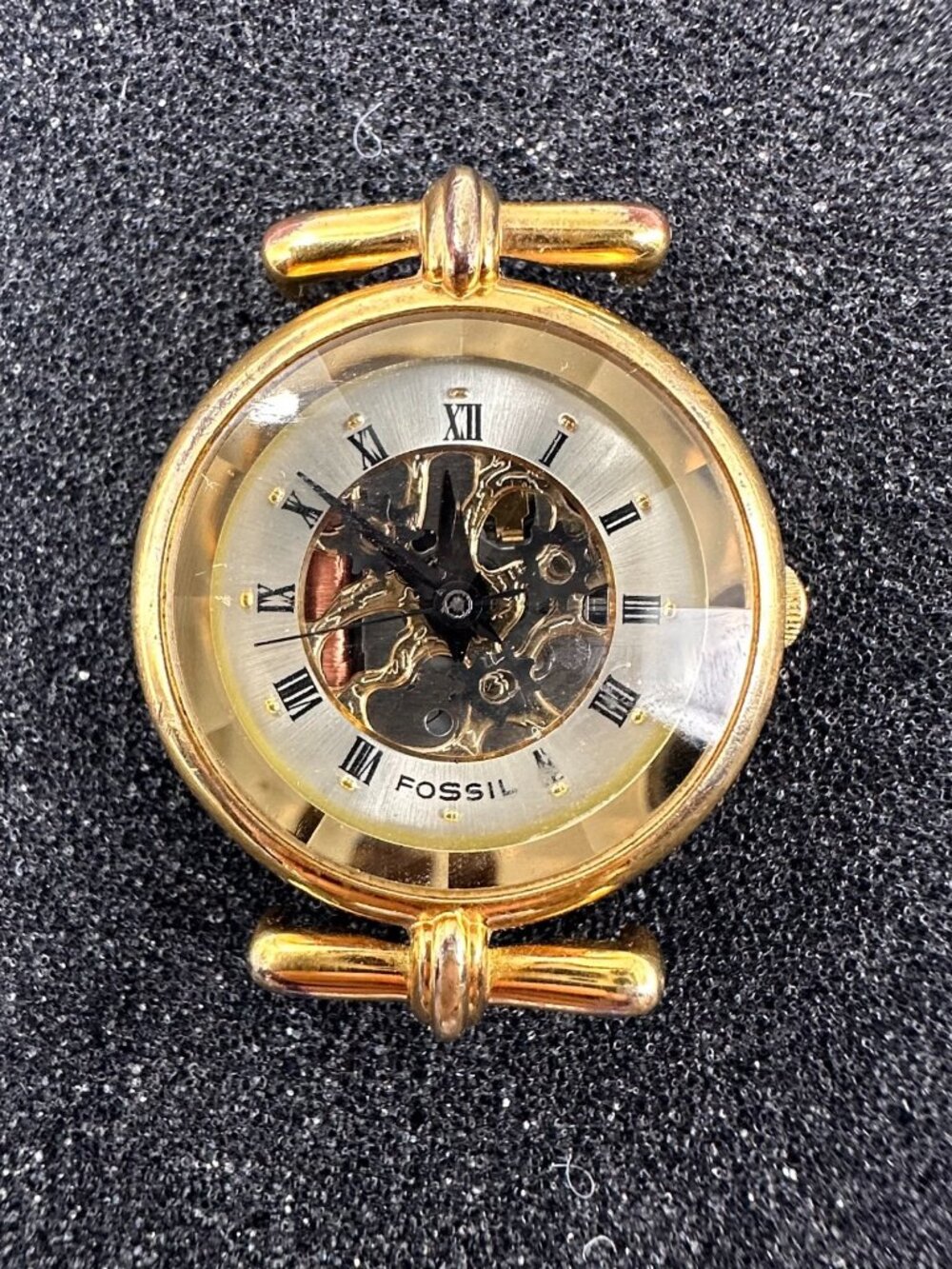 3/$30 Vintage Fossil Watch Women No Band Gold Tone Skeleton Dial New Battery